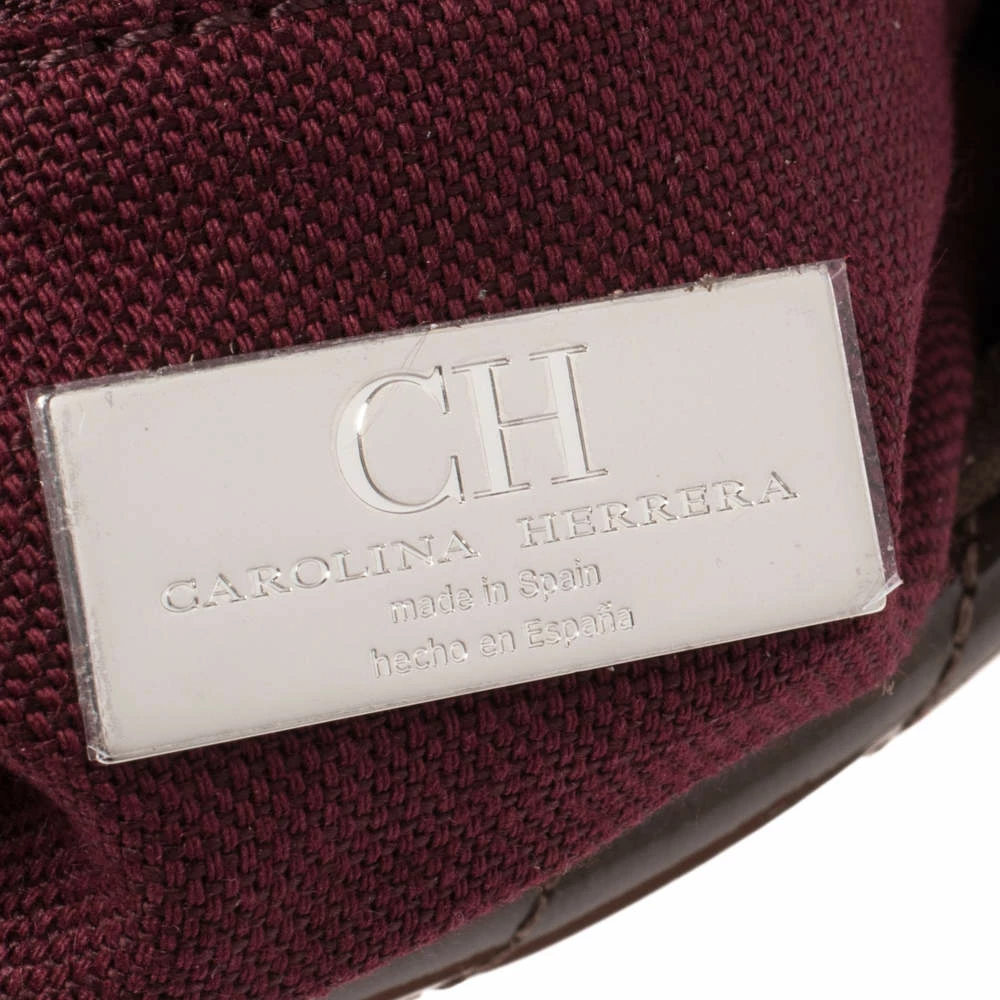 Carolina Herrera Dark Beige Quilted Chevron Patent Leather Flap Top Handle Bag Women