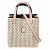 Carolina Herrera Pink/Beige Monogram Coated Canvas And Leather Matryoshka Padlock Tote Women