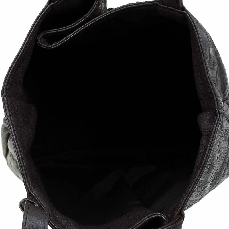 Carolina Herrera Dark Brown Monogram Leather Balmoral Tote Women