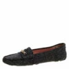 Carolina Herrera Black Glitter Effect Suede Moccasins Size 39 Women