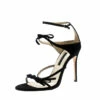 Carolina Herrera Black Suede Bow Detail Strappy Open Toe Sandals Size 38 Women
