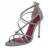Carolina Herrera Silver Leather Strappy Sandals Size 38 Women