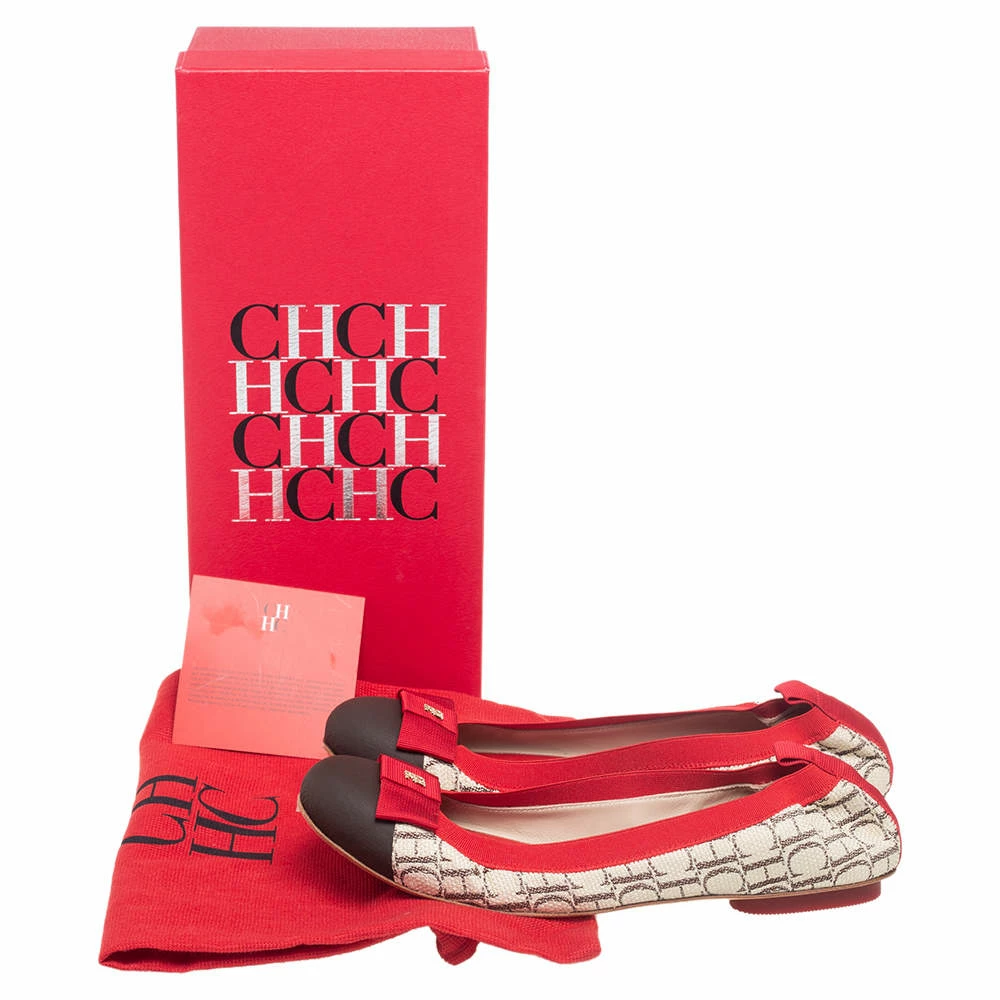 Carolina Herrera Multicolor Canvas and Leather Scrunch Ballet Flats Size 38 Women