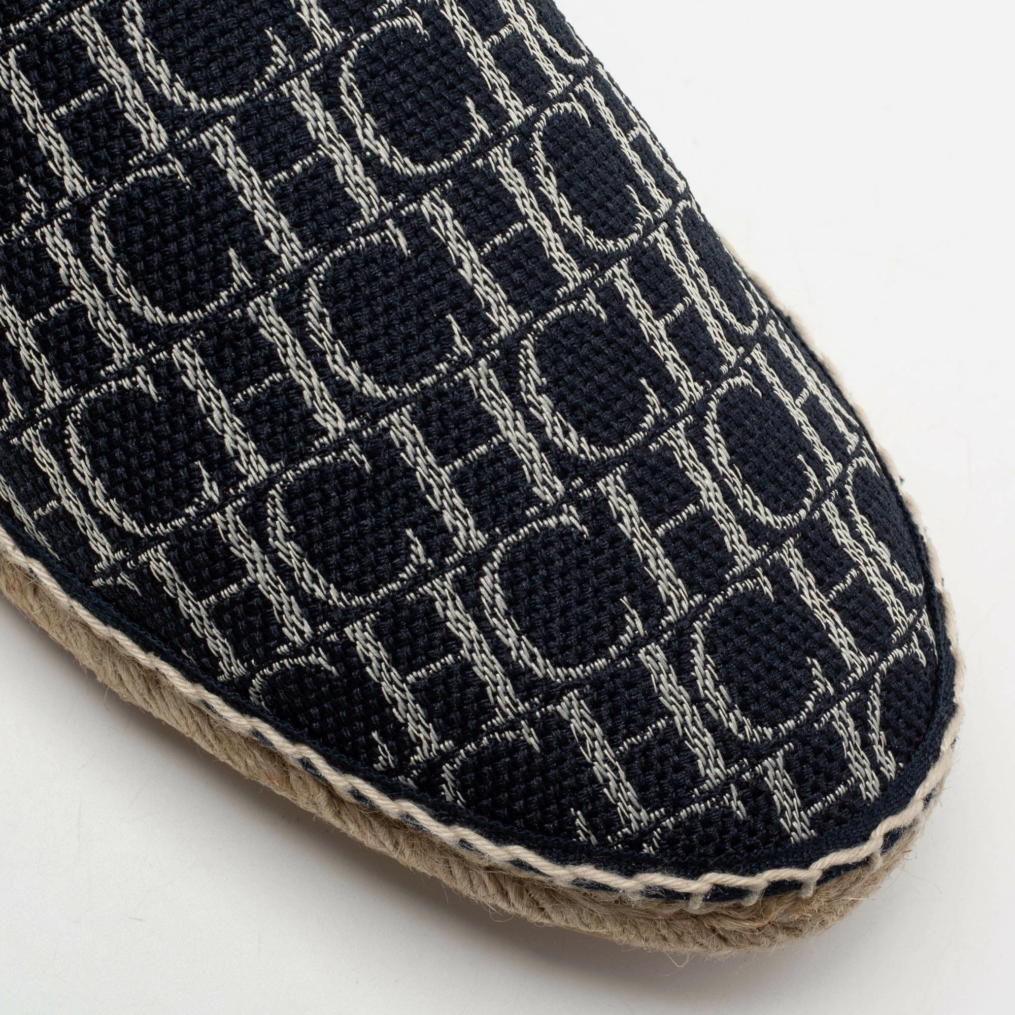 Carolina Herrera Blue Monogram Canvas Espadrille Flats Size 41 Women