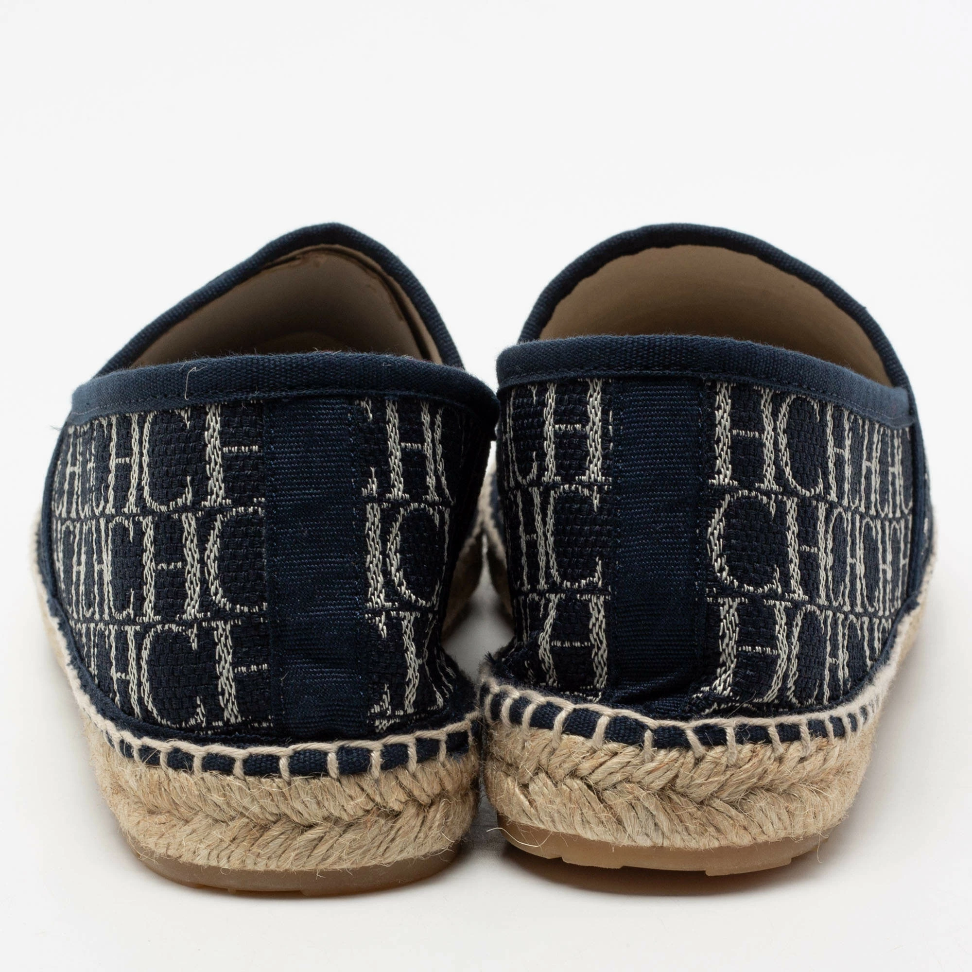 Carolina Herrera Blue Monogram Canvas Espadrille Flats Size 41 Women
