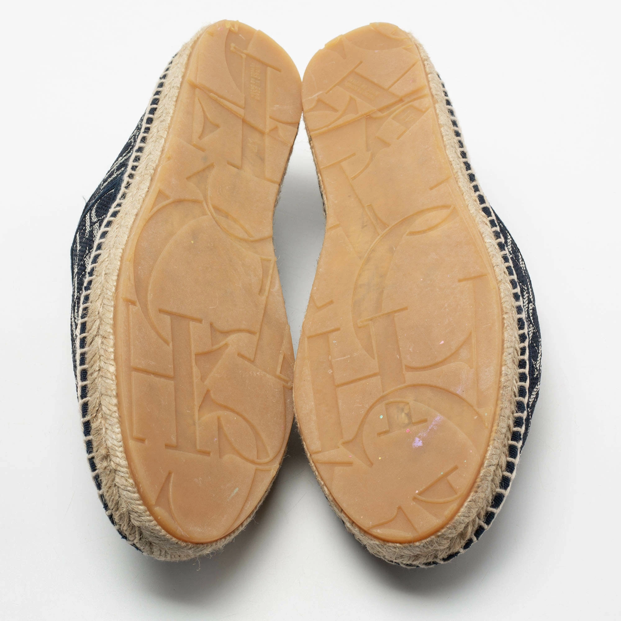 Carolina Herrera Blue Monogram Canvas Espadrille Flats Size 41 Women