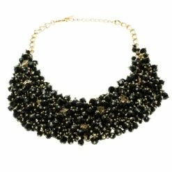 CH Carolina Herrera Black Beads Gold Tone Necklace Women