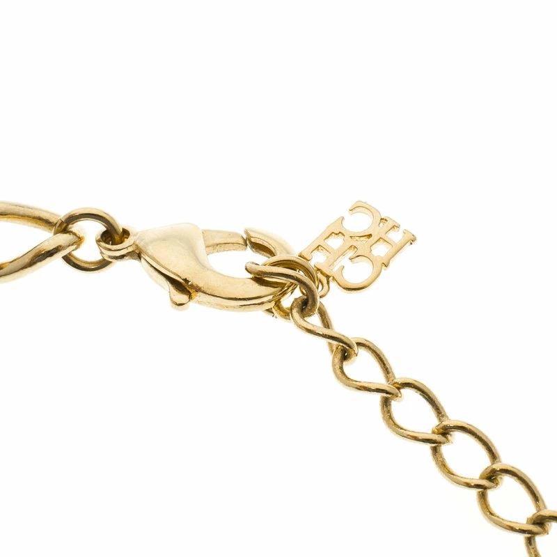 CH Carolina Herrera Black Beads Gold Tone Necklace Women