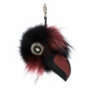 Carolina Herrera Black/Red Fur Touky Bag Charm Women