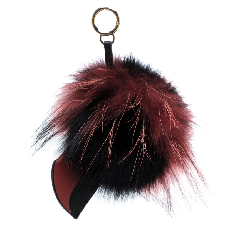 Carolina Herrera Black/Red Fur Touky Bag Charm Women