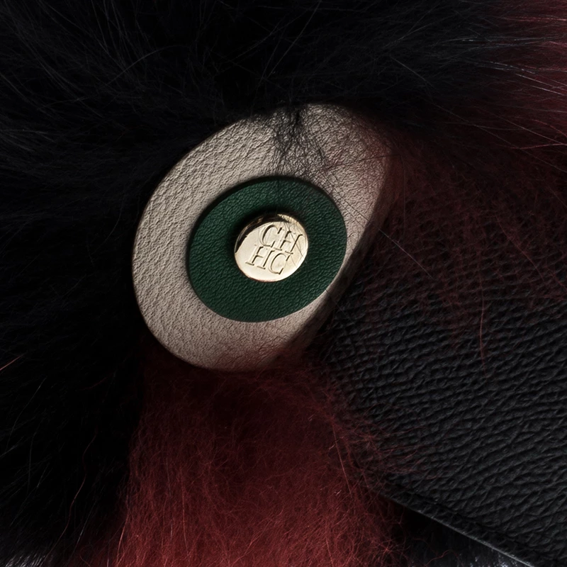 Carolina Herrera Black/Red Fur Touky Bag Charm Women