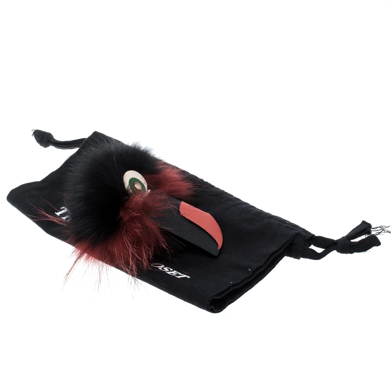 Carolina Herrera Black/Red Fur Touky Bag Charm Women