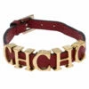 Carolina Herrera CH Logo Red Leather Gold Tone Bracelet Women