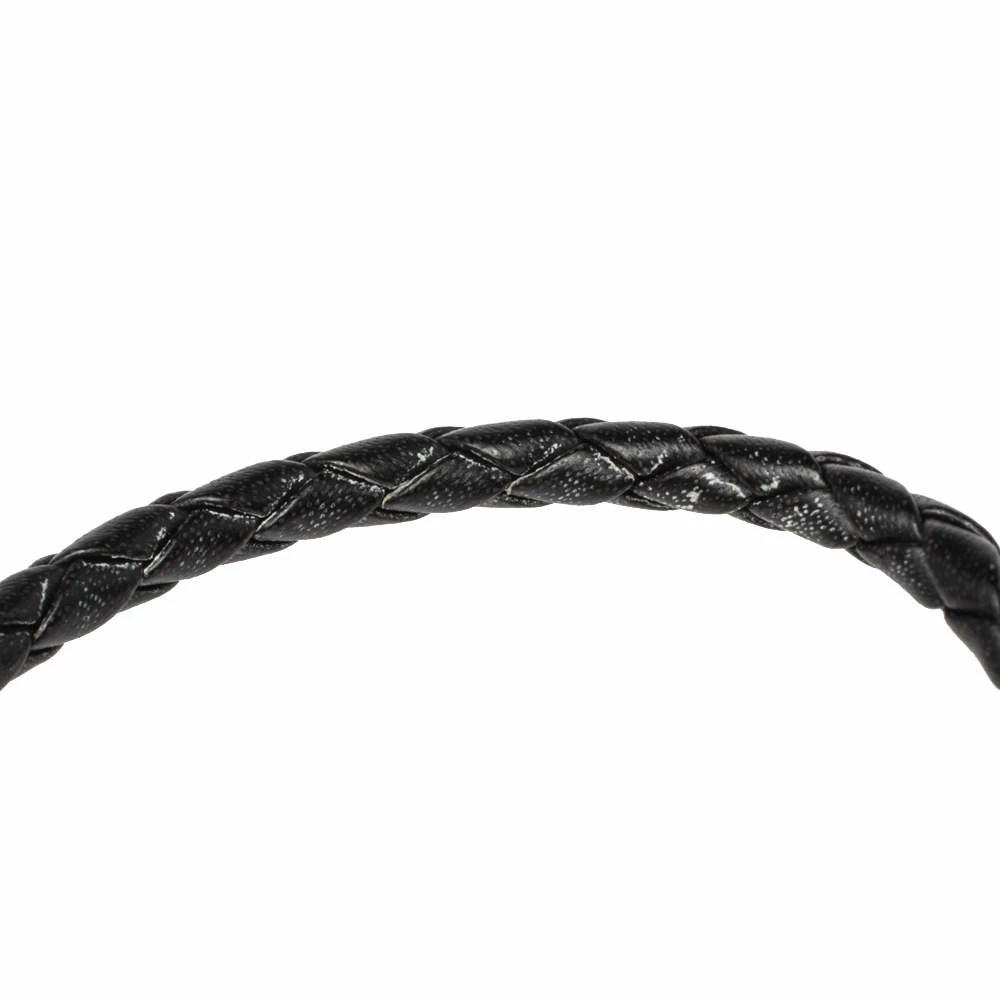 CH Carolina Herrera Lock & Key Braided Black Leather Gold Tone Bracelet Women