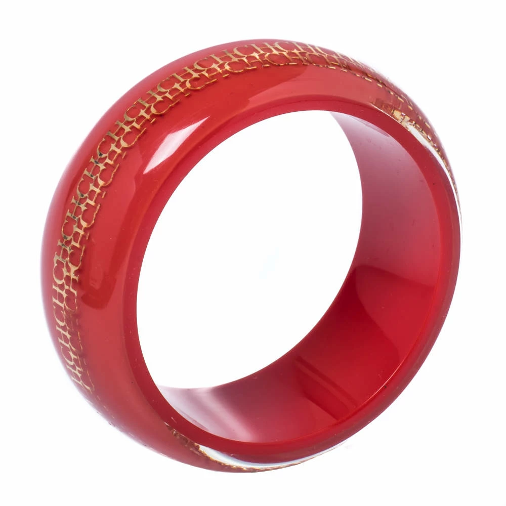 CH Carolina Herrera Red Resin Wide Bangle Bracelet Women