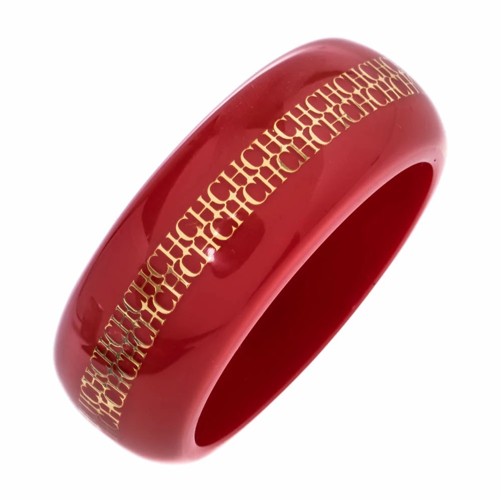 CH Carolina Herrera Red Resin Wide Bangle Bracelet Women