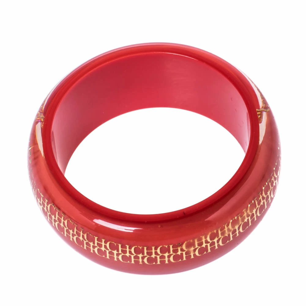CH Carolina Herrera Red Resin Wide Bangle Bracelet Women