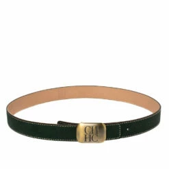Carolina Herrera Green Leather Buckle Belt Women