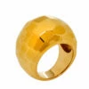 Carolina Herrera Gold Tone Textured Dome Cocktail Ring Size EU 56 Women