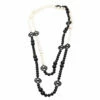 Carolina Herrera Black Resin Faux Pearl Long Station Necklace Women