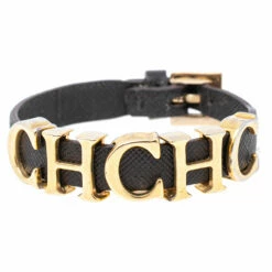 Carolina Herrera Brown Leather Logo Charm Bracelet Women