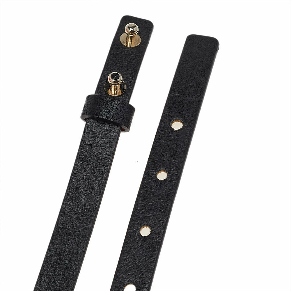 Carolina Herrera Black Leather Bow Slim Belt 75CM Women