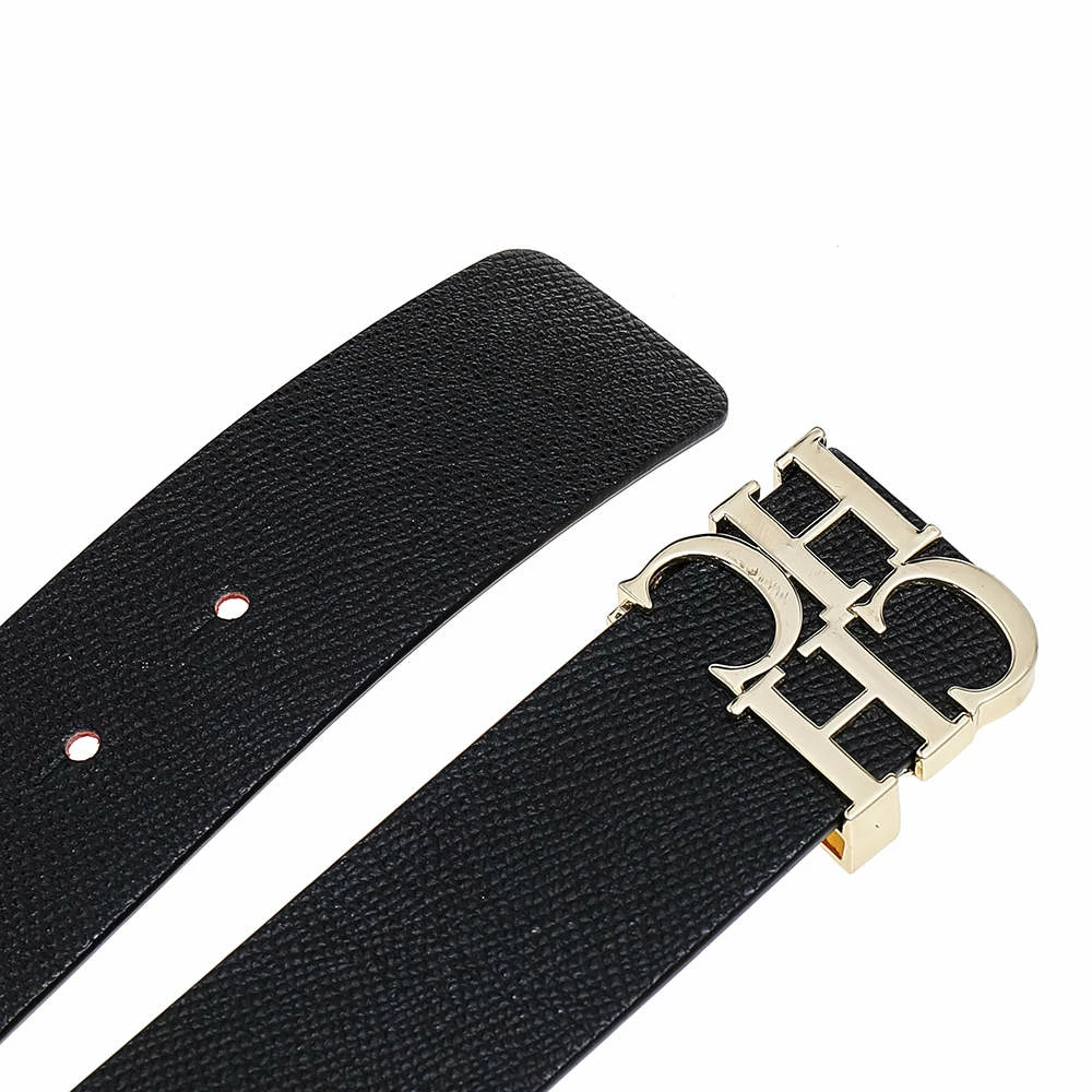 Carolina Herrera Black Leather CH Belt 90cm Women