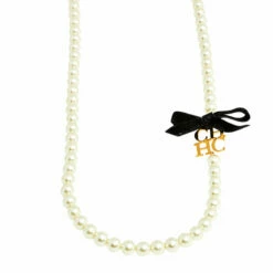 Alternative view of Carolina Herrera Ribbon Logo Charm Pearl Necklace Women