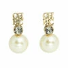 Carolina Herrera Faux Peal Gold Tone Logo Earrings Women