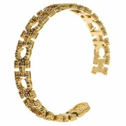 Alternative view of CH Carolina Herrera Logo Multicolored Crystals Gold Tone Cuff Bracelet Women