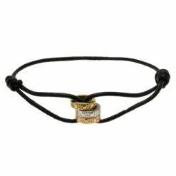 CH Carolina Herrera Three Hoops Adjustable Leather Bracelet Women - Black