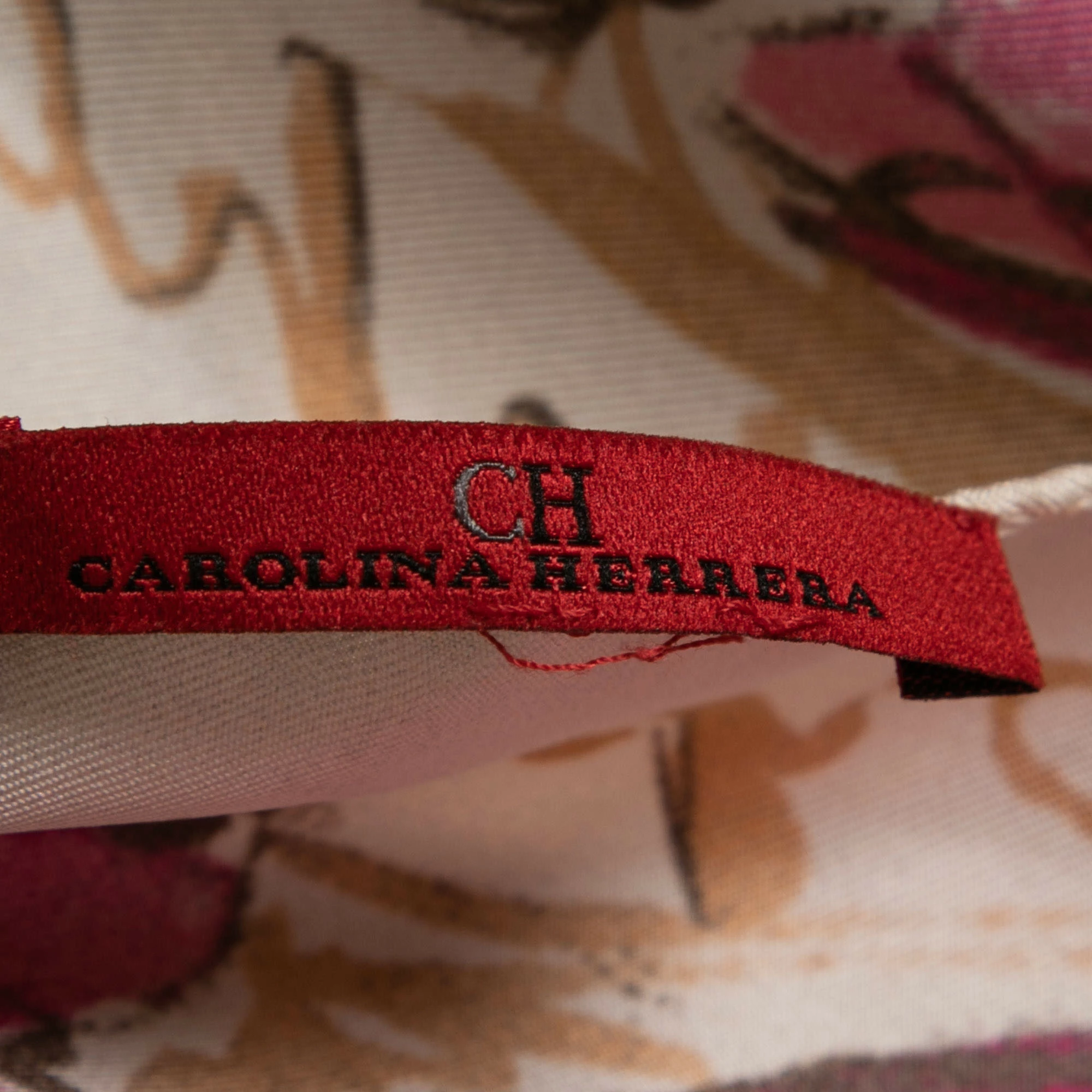 Carolina Herrera Pink Floral Print Silk Scarf Women