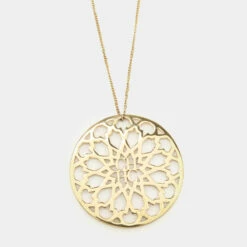Carolina Herrera CH Medallion Gold Tone Pendant Necklace Women