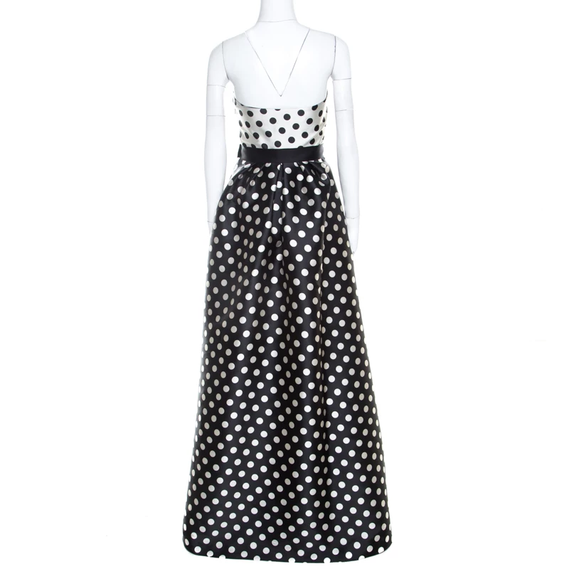 Carolina Herrera Monochrome Polka Dot Strapless Evening Gown S Women - Black