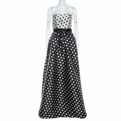 Carolina Herrera Monochrome Polka Dot Strapless Evening Gown S Women - Black