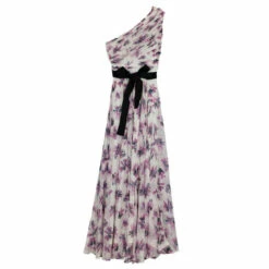 Carolina Herrera One Shoulder Floral Chiffon Gown L Women