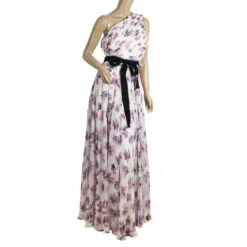 Alternative view of Carolina Herrera One Shoulder Floral Chiffon Gown L Women