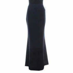 CH Carolina Herrera Navy Blue Crepe Maxi Skirt S Women