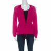 Carolina Herrera Fuschia Pink Crochet Knit Belted Cardigan S Women