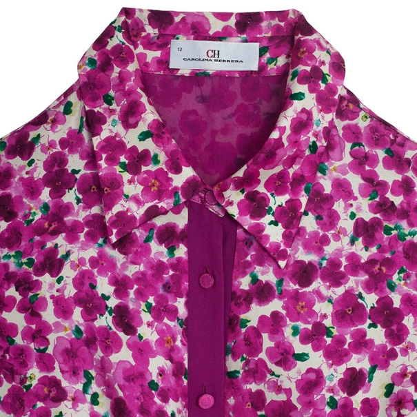 Carolina Herrera Floral Print Shirt Dress L Women - Pink 4 Carolina Herrera Floral Print Shirt Dress L Women - Pink - Image 4