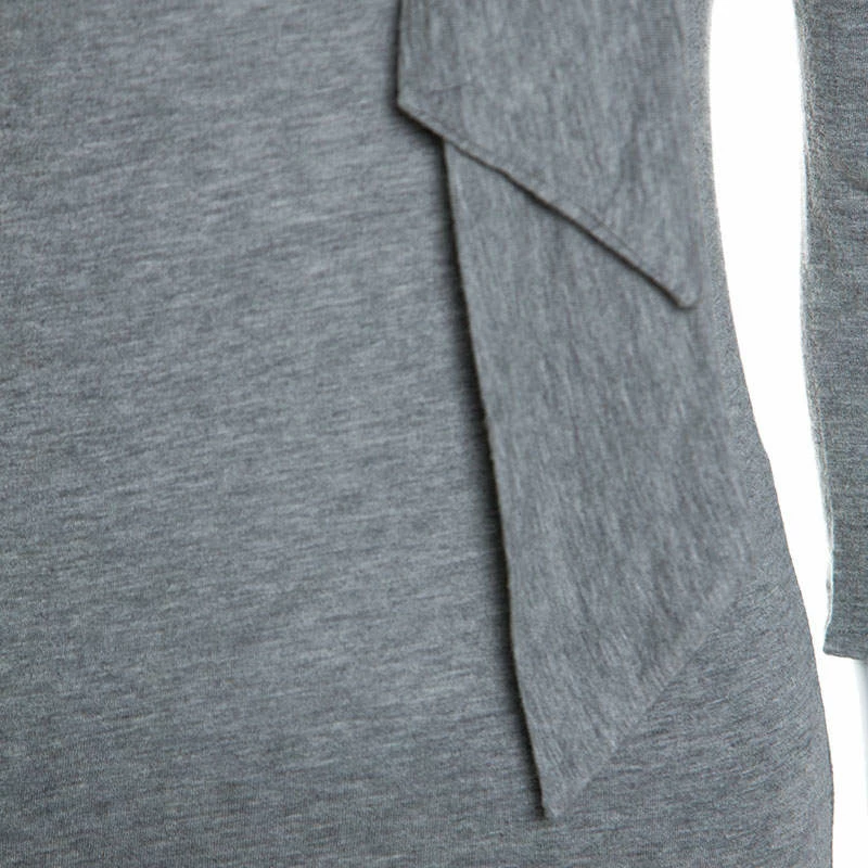 Carolina Herrera Grey Wool Blend Jersey Bow Detail Top XS Women