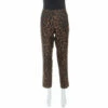 CH Carolina Herrera Bicolor Leopard Pattern Jacquard Tapered Pants L Women - Brown