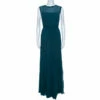 CH Carolina Herrera Green Crepe Pleated Sleeveless Maxi Dress L Women
