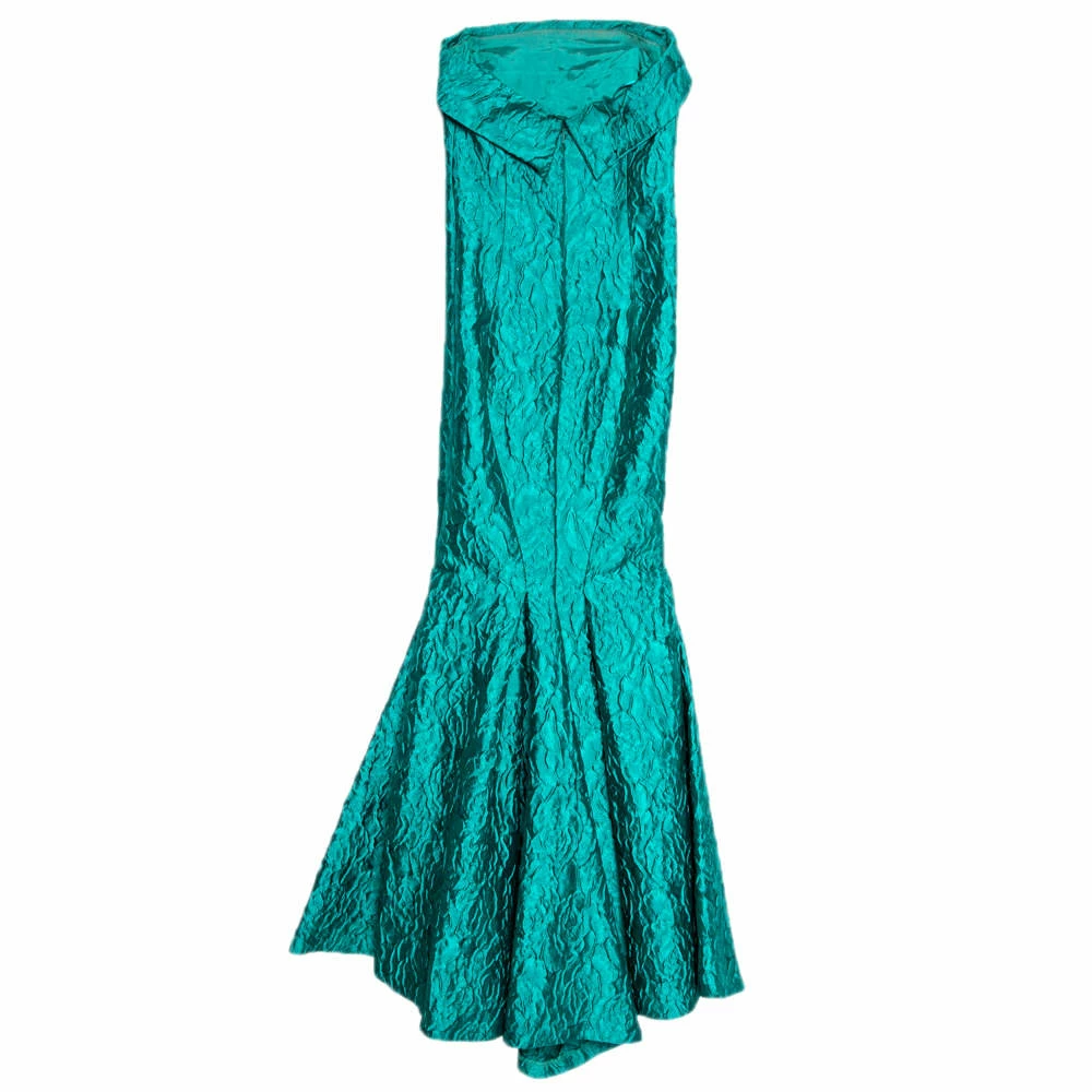 Carolina Herrera Green Jacquard Strapless Mermaid Gown S Women
