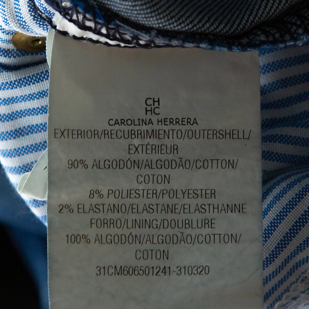 Carolina Herrera Blue Denim Frayed Detail Skinny Jeans M Women