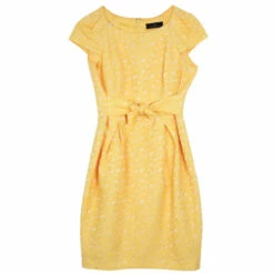 Carolina Herrera Yellow Cotton Lace Dress M Women