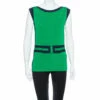 CH Carolina Herrera Green Knit Contrast Trim Bow Detail Sleeveless Top M Women