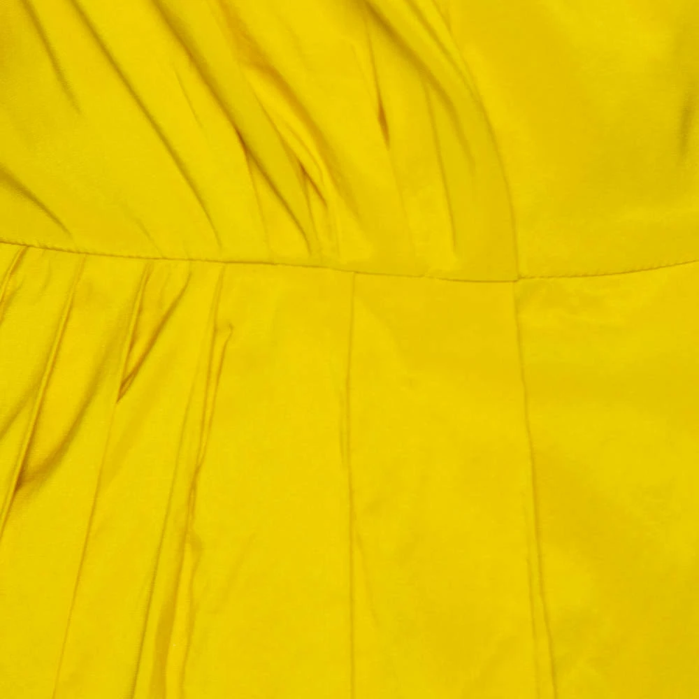 CH Carolina Herrera Yellow Pleated Maxi Wrap Dress S Women