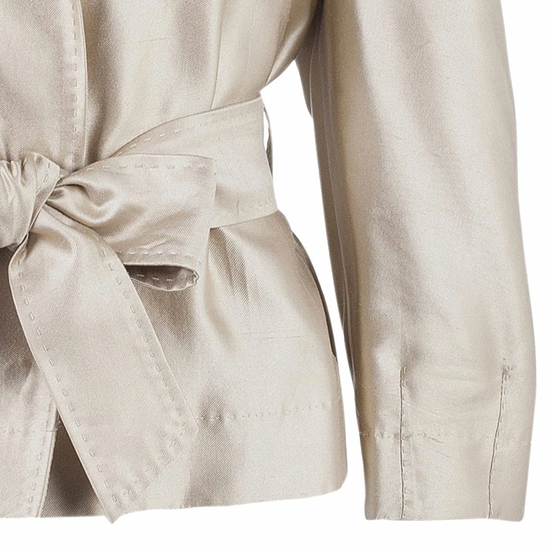 Carolina Herrera Beige Silk Skirt Suit L Women