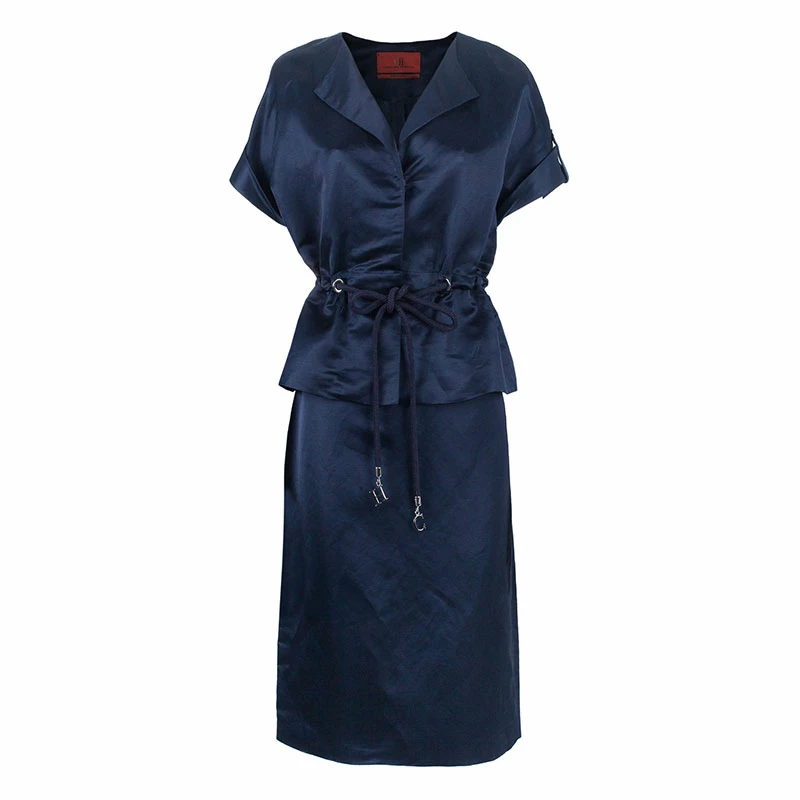 Carolina Herrera Navy Skirt Suit L Women - Navy Blue